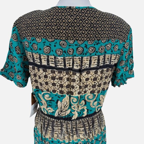 VTG Carole Little 10 Petite View Point Panel Print Tie Front Short Sleeve Dress - Picture 11 of 15